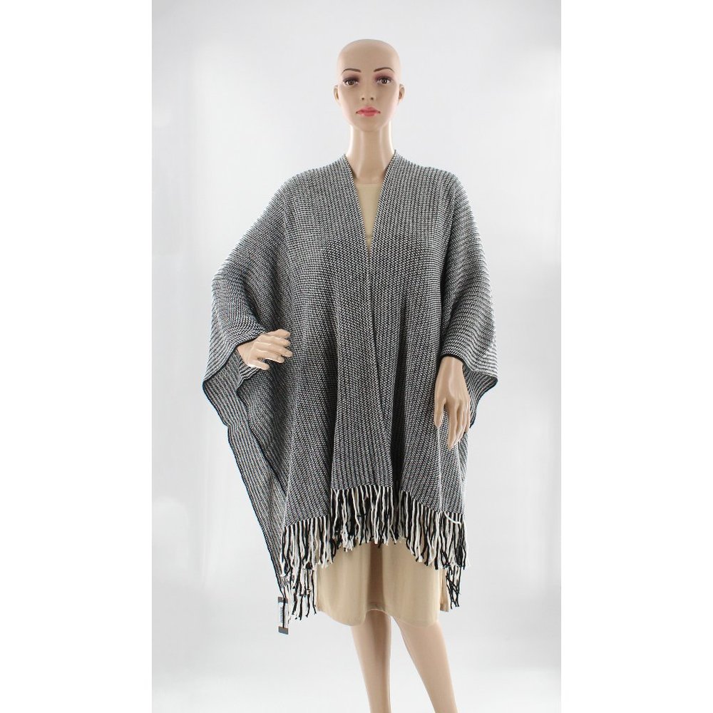 Accessory Street Black & White Knit Topper Ruana